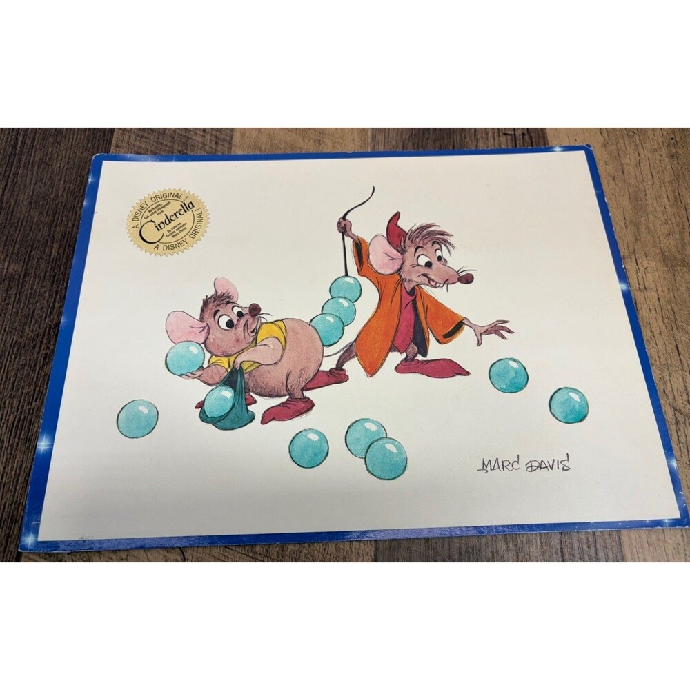 Disney Cinderella Gus Jaq Beads Mice Production Sketch Print Marc Davis Seal